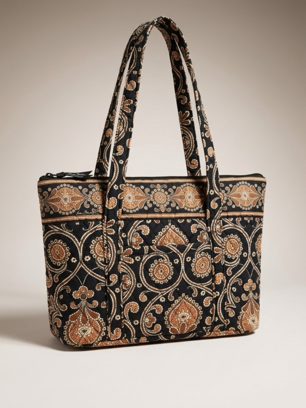 Vera Bradley Café latte Quilted Paisley Tote Bag in Black and Brown